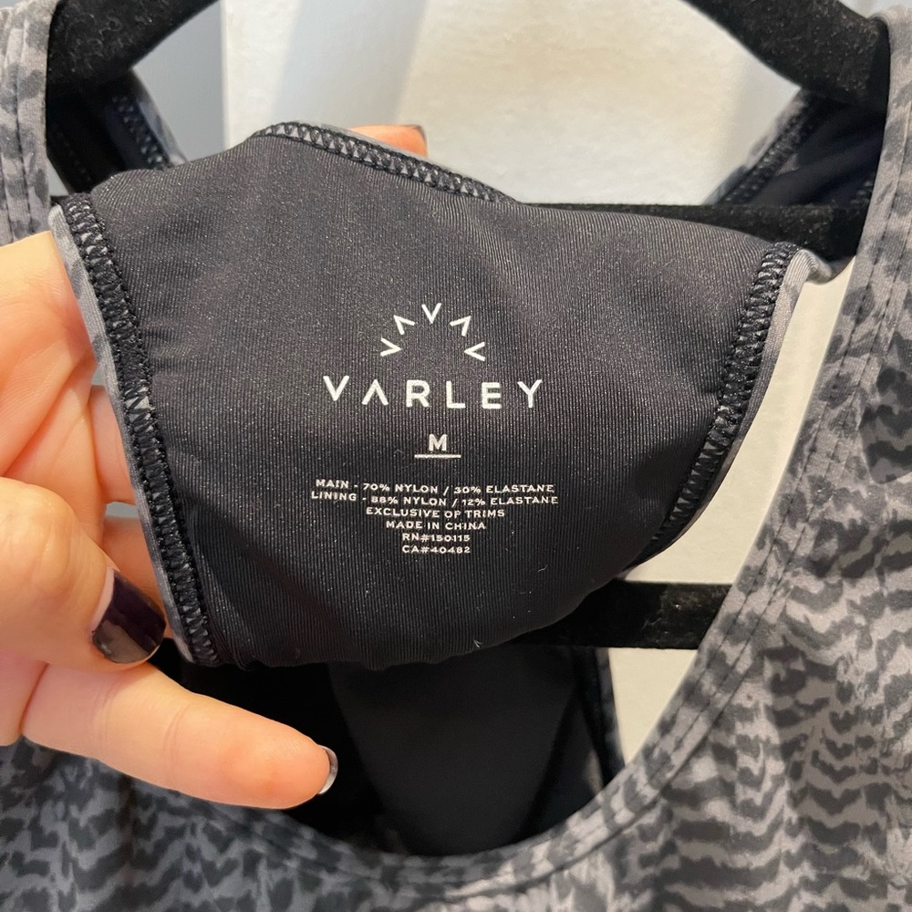 Varley Gray Patterned Racerback Sports Bra - Picture 3 of 4